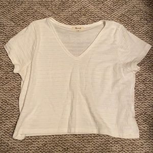 Madewell Textured V-Neck Boxy Crop